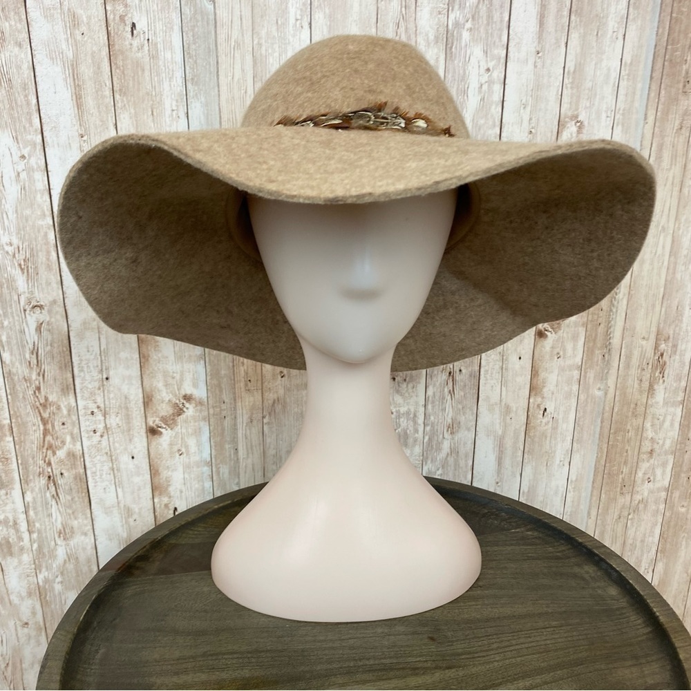 Target Floppy Feather Trim Wool Hat